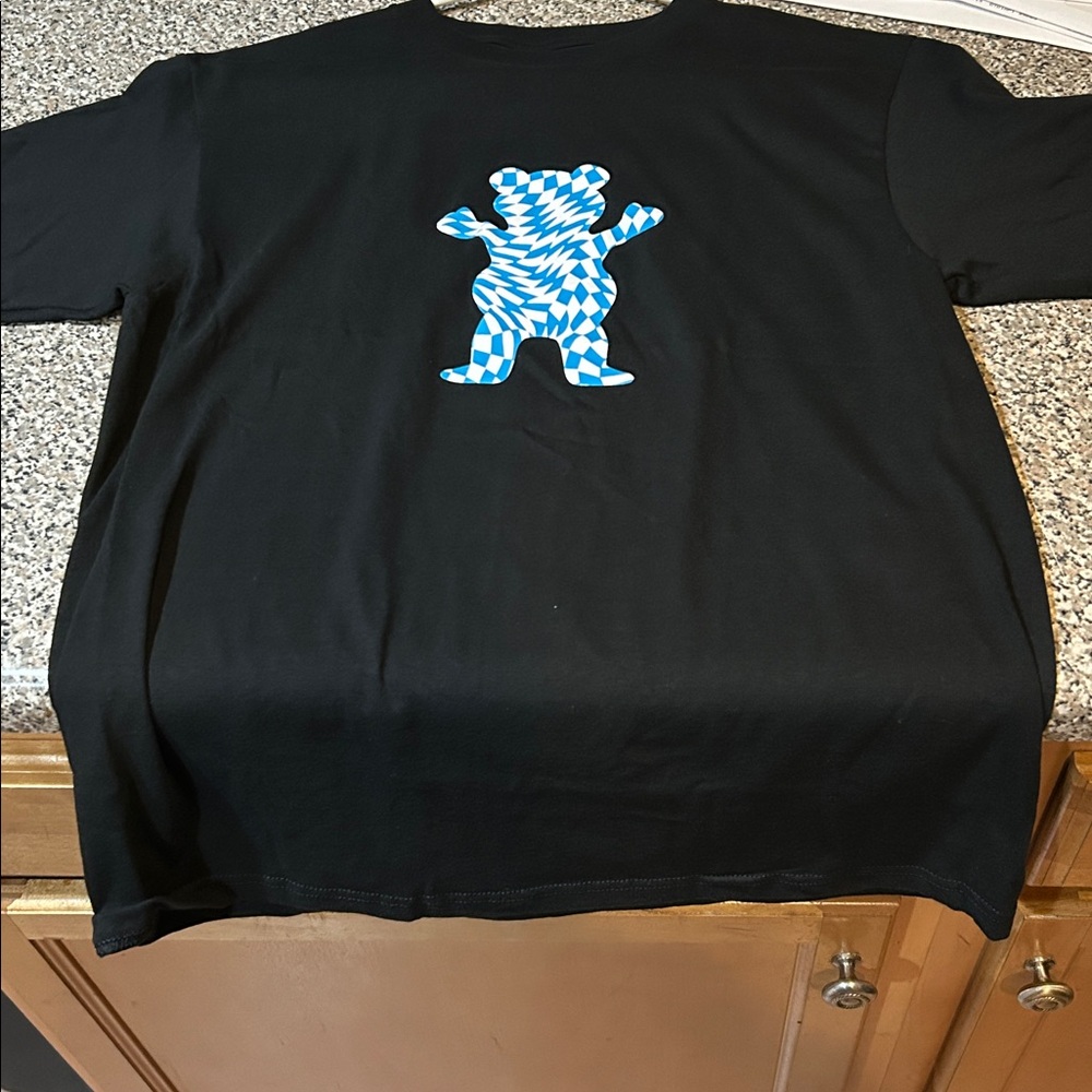 Grizzly Black T-Shirt with Blue Checkered design